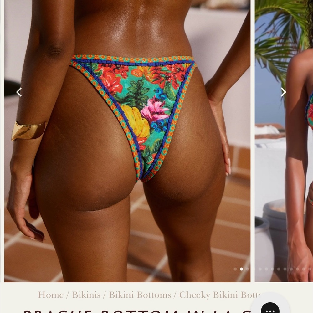 Bydee Le Celiba Floral Multicolor banana print Bikini Top L+ bottom M / a set - Picture 3 of 3